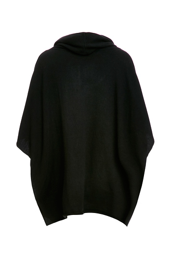 Cowl Neck Knit Poncho in Black | DAILYLOOK