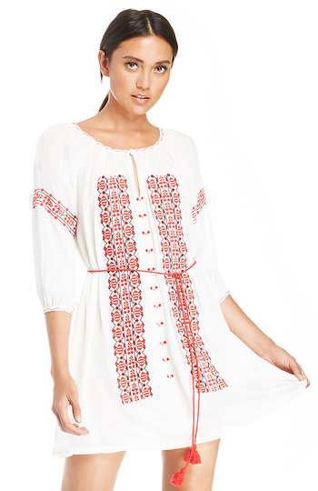 Embroidered Gauzy Dress Cover Up Slide 1