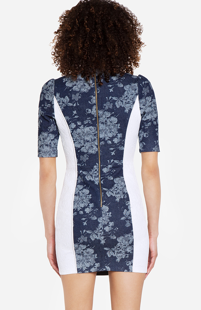 Contrast Piping Sculpted Mini Dress