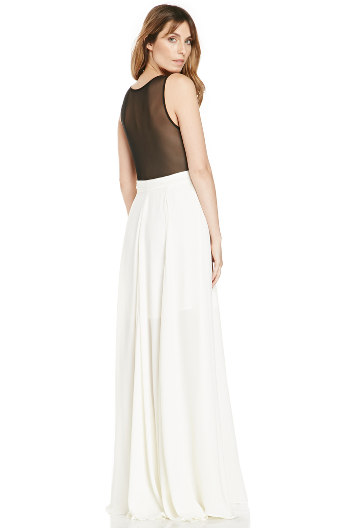 beaded bodice plunge chiffon gown