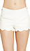 Scalloped Hem Vegan Leather Shorts Thumb 4