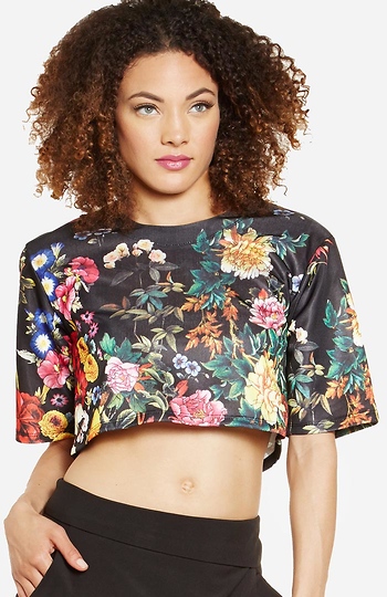 Dark Floral Crop Top Slide 1