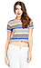 JOA Buttoned Back Stripe Crop Top Thumb 1