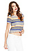 JOA Buttoned Back Stripe Crop Top Thumb 3