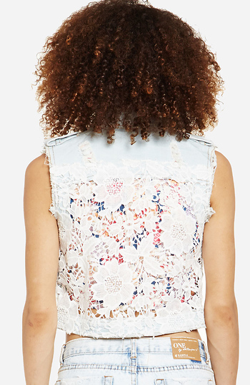 RAGA Lace Back Denim Vest Slide 1