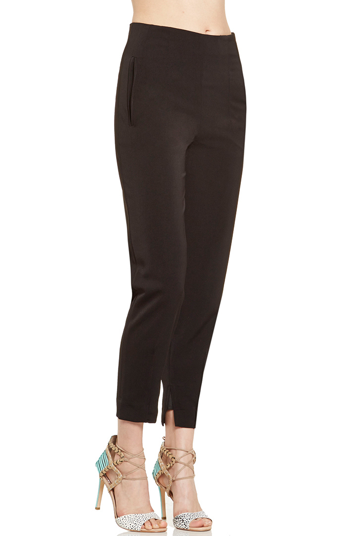 High Waist Cropped Pants in Black DAILYLOOK