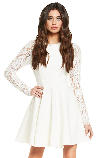 Keepsake Almost Over Mini Lace Dress in Ivory | DAILYLOOK
