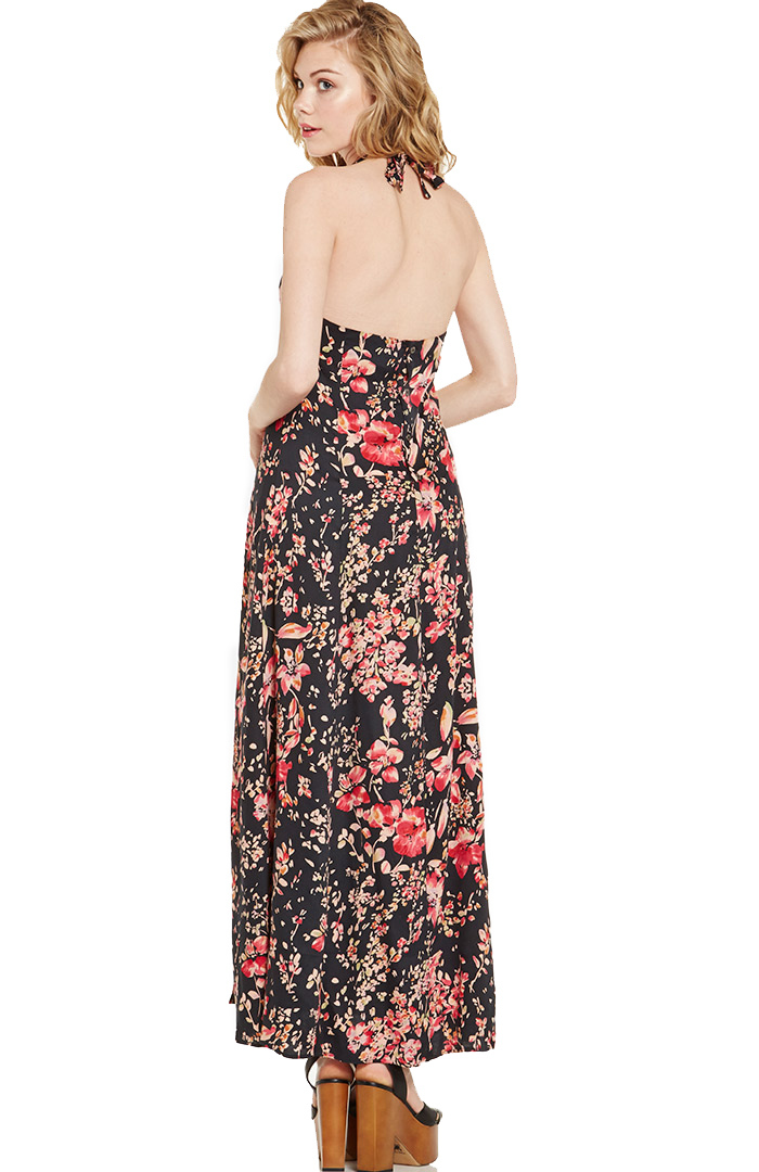 Somedays Lovin Moss Heart Floral Maxi Dress in Black DAILYLOOK