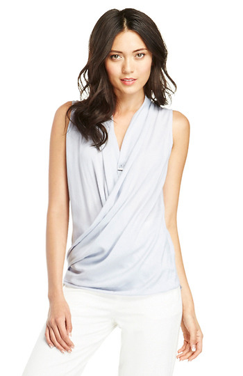 Faux Wrap Woven Blouse Slide 1