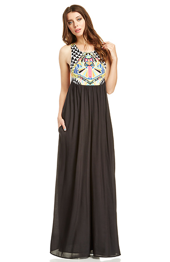 Mara Hoffman Geometric Embroidered Maxi Dress Slide 1