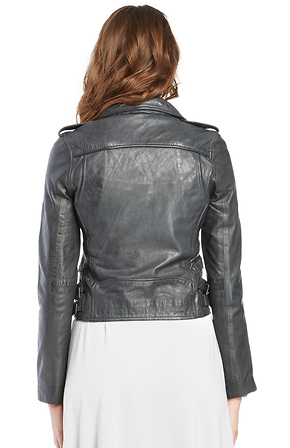 DOMA Leather Moto Jacket in Grey | DAILYLOOK