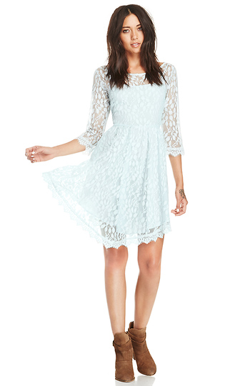 DAILYLOOK Eyelash Lace Fit and Flare Dress Slide 1