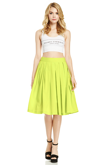 A-Line Pleated Midi Skirt Slide 1