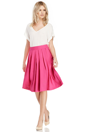 A-Line Pleated Midi Skirt Slide 1