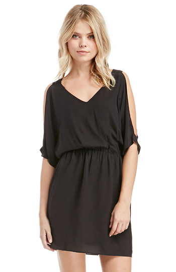 lavender cold shoulder dress