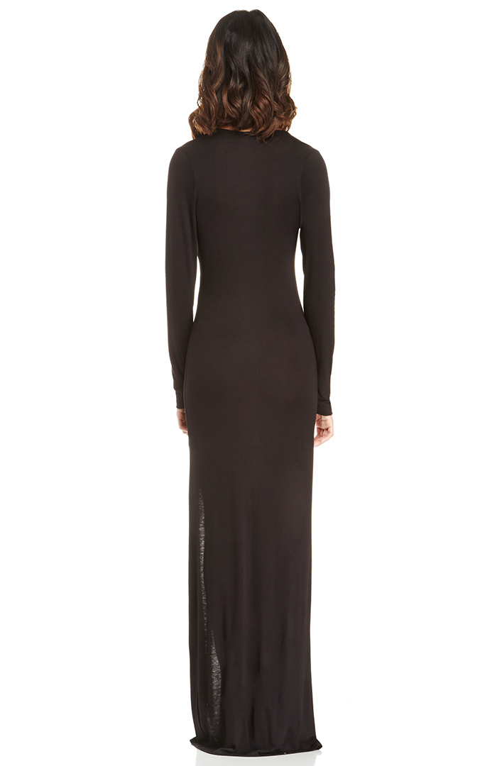 Plunging Jersey Knit Maxi in Black DAILYLOOK