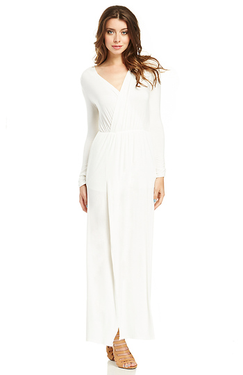 Jersey Knit Long Sleeve Maxi Dress Slide 1