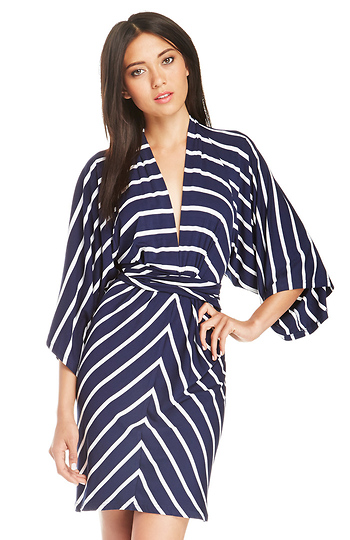 Stripe Kimono Sleeve Dress Slide 1