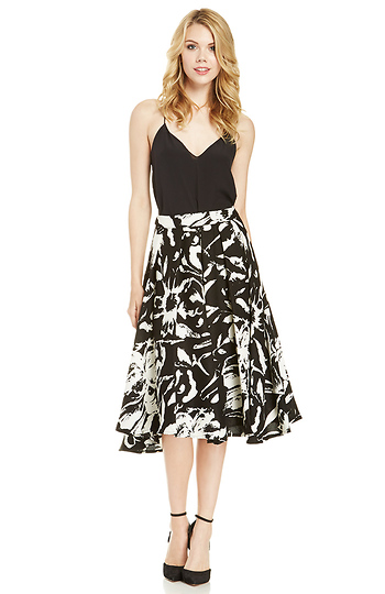 Lucy Paris Floral Pleated Midi Skirt Slide 1