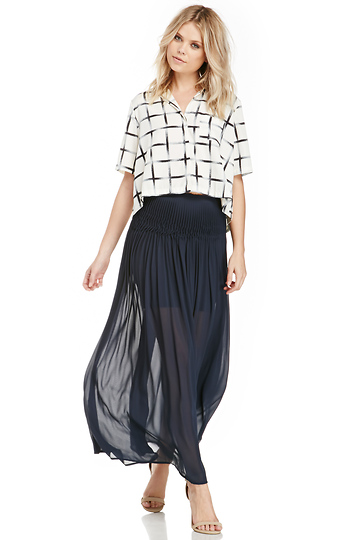 Sheer Pleated Top Maxi Skirt Slide 1