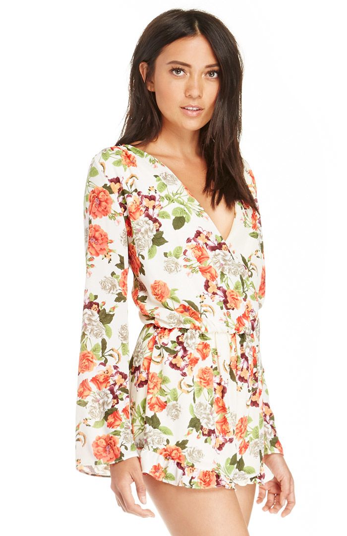 Floral Wrap Romper in Floral Multi DAILYLOOK