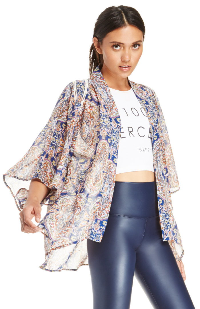 Paisley Chiffon Kimono in Blue DAILYLOOK