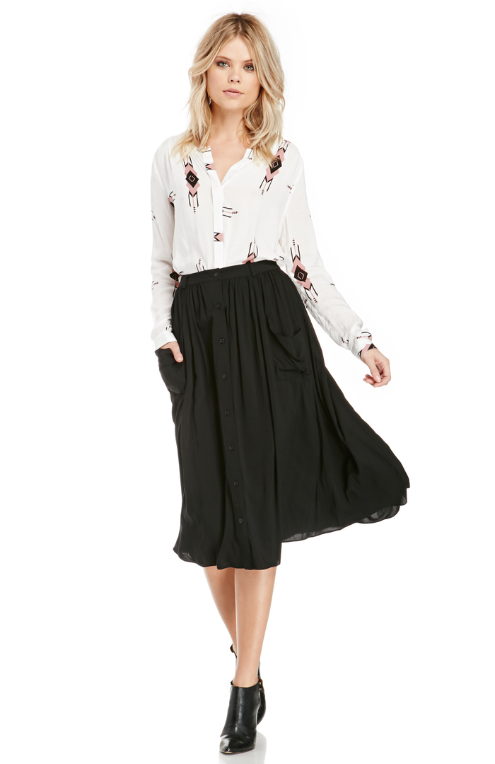 Pocket Button Down Midi Skirt