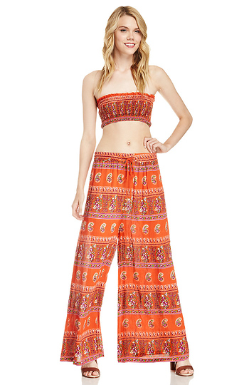 RAGA Paisley Print Wide Leg Pants Slide 1