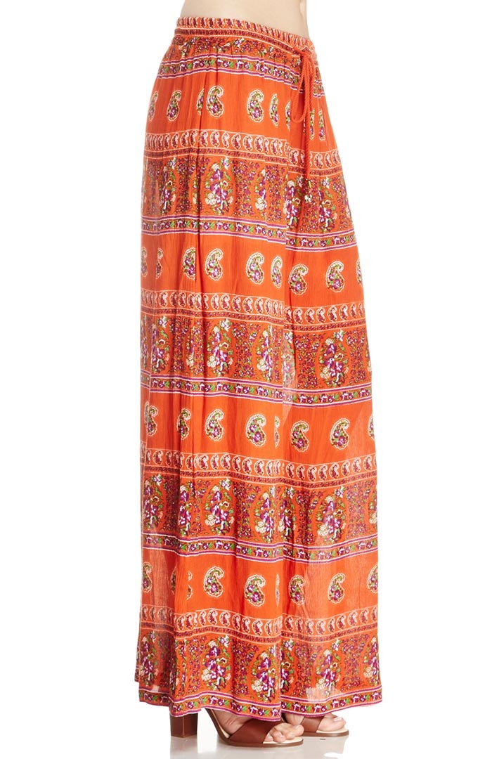 RAGA Paisley Print Wide Leg Pants in Orange | DAILYLOOK