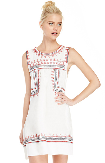 Sleeveless Embroidered Shift Dress Slide 1