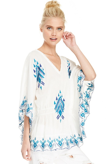 RAGA Butterfly Sleeve Tribal Print Top Slide 1