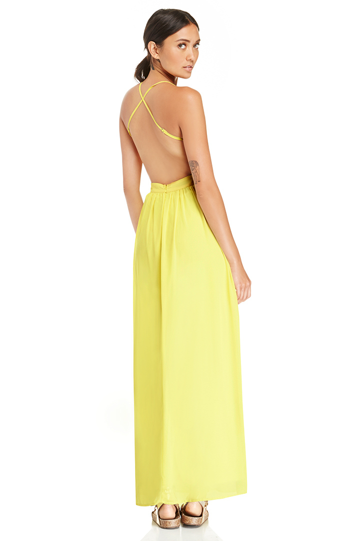 yellow chiffon maxi
