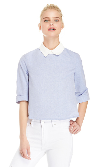 Boxy Collared Open Back Top Slide 1