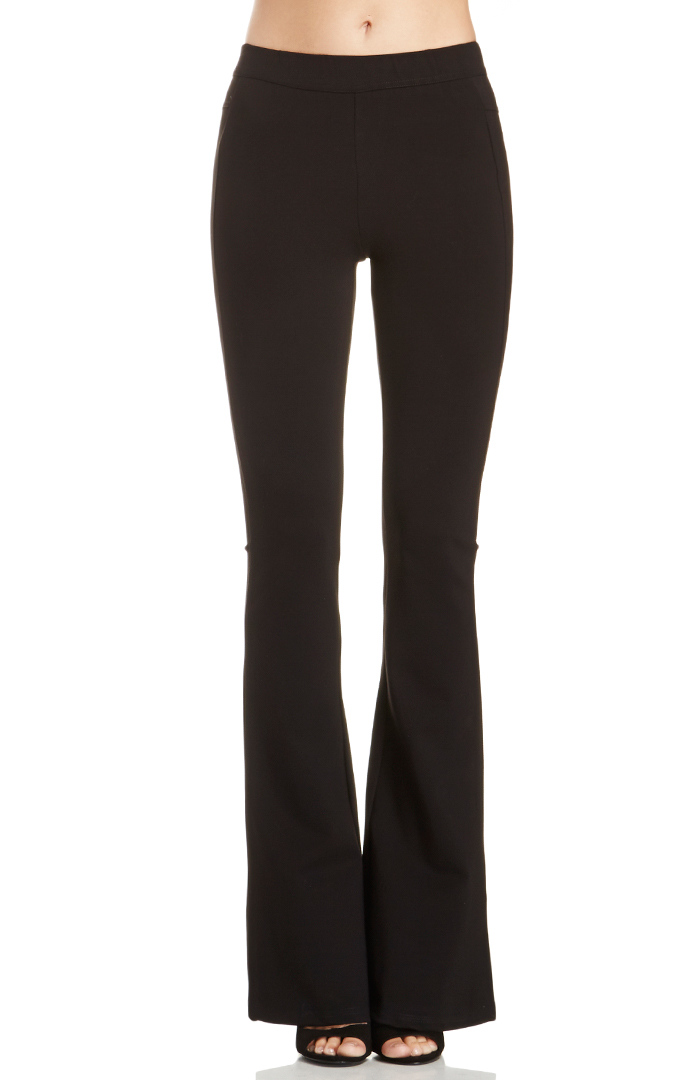Slimming Ponte Knit Flare Pants in Black DAILYLOOK
