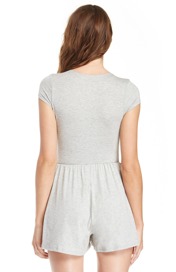 Tie Bodice Jersey Knit Romper in Grey DAILYLOOK