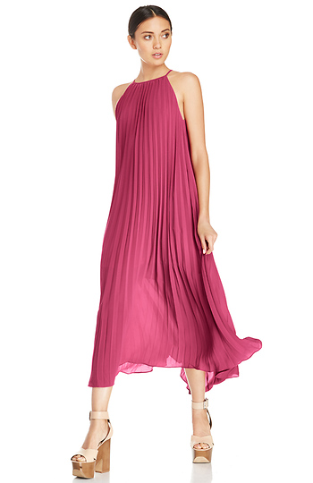 Line & Dot Pleated Maxi Dress Slide 1