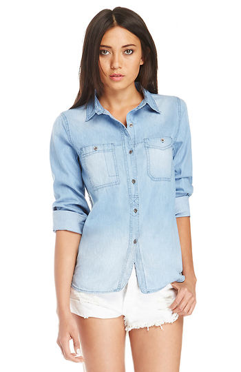 Classic Long Sleeve Chambray Shirt Slide 1