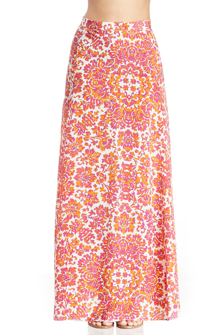 Floral Print Silk Skirt in Floral Multi | DAILYLOOK