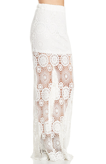 Crochet Maxi Skirt in White | DAILYLOOK