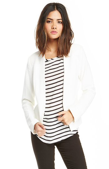 Lucy Paris Classic Textured Blazer in Ivory | DAILYLOOK