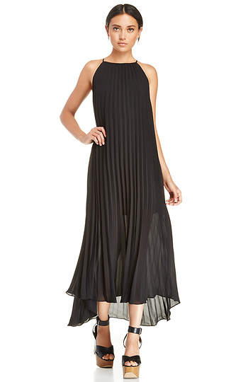 Line & Dot Pleated Maxi Dress Slide 1