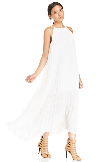 Line & Dot Pleated Maxi Dress Slide 1