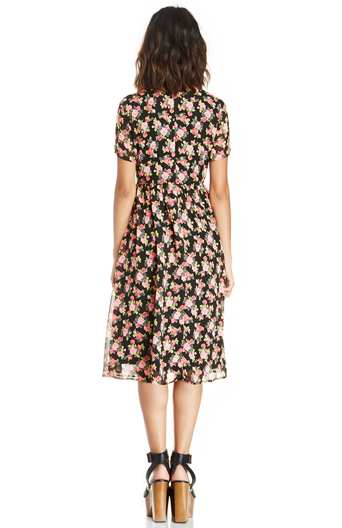 Lucca Couture Floral Midi Dress in Black | DAILYLOOK
