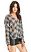 J.O.A. Embellished Sheer Plaid Blouse Thumb 3