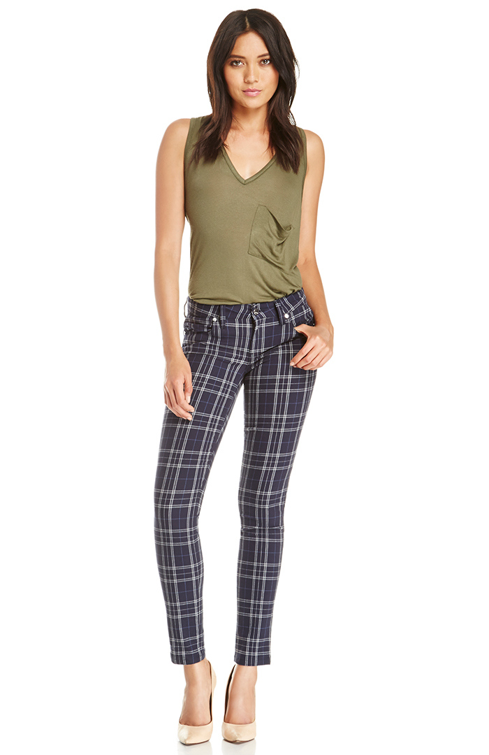 green plaid jeans