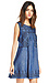 Sleeveless Embroidered Chambray Shift Dress Thumb 3