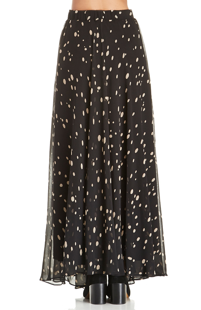Lucy Paris Sheer Dotted Maxi Skirt in Black | DAILYLOOK
