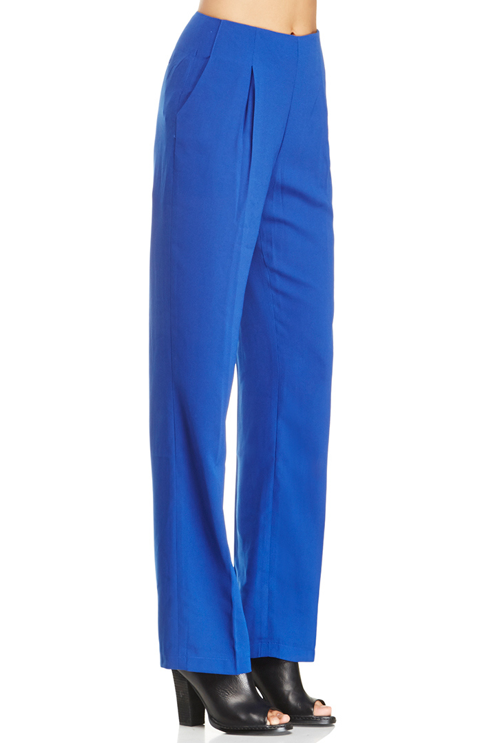 High Waist Straight Leg Trousers in Royal Blue DAILYLOOK