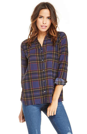 J.O.A. Classic Plaid Sheer Shirt Slide 1