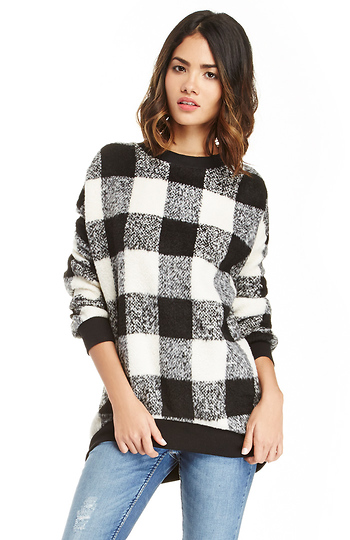 J.O.A. Plaid Voluminous Sweatshirt Slide 1